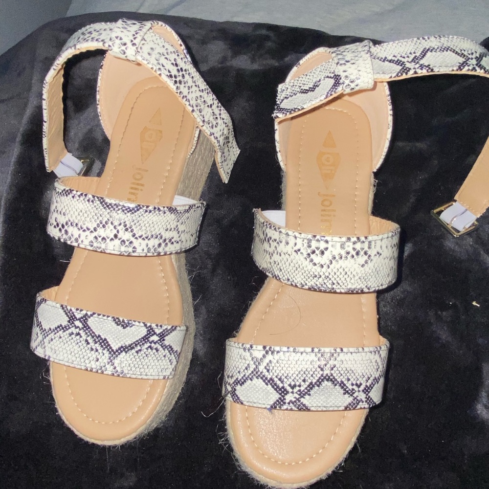 cute high heal wedges snake print shoes